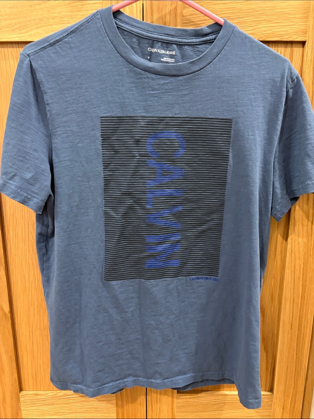 Calvin Klein Jeans Men's Medium Slate Blue Short-Sleeve Graphic Tee